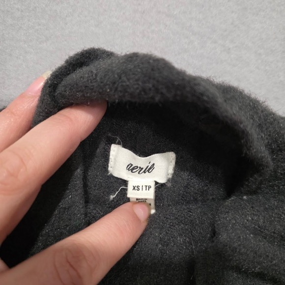 Aerie Ribbed Mock Neck Maxi Dress Charcoal Gray Long Sleeve Side Slit XS - Picture 4 of 9